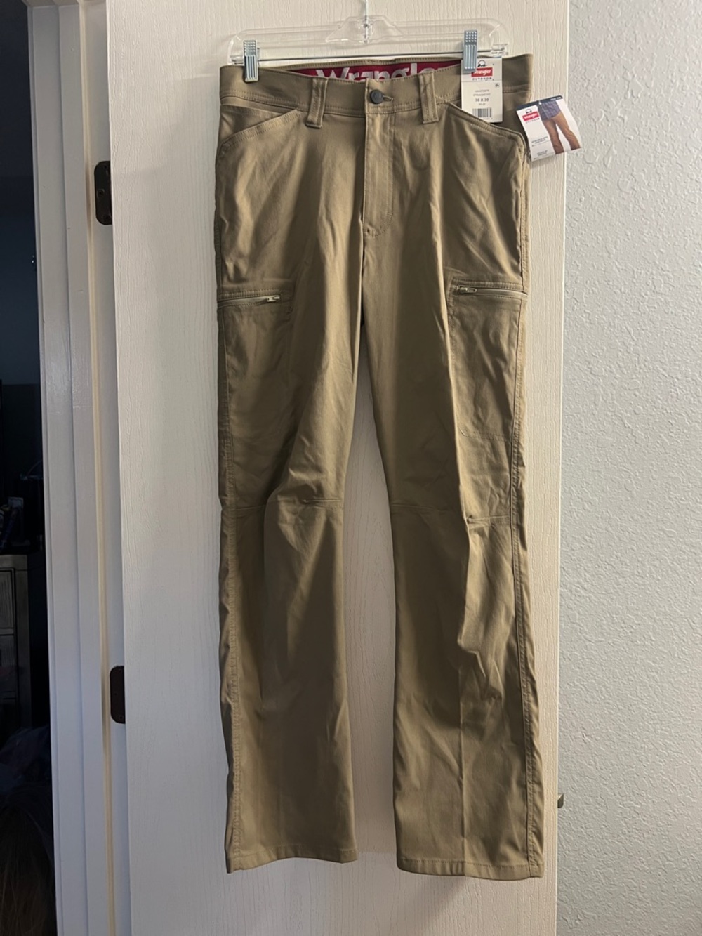 Wrangler Tan Utility Zip-Pocket Chinos